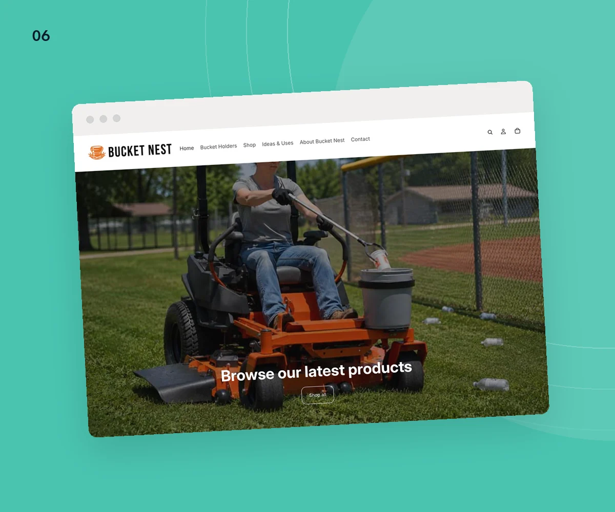 Bucket Nest Shopify store homepage