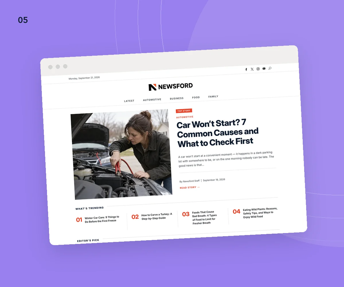 Newsford online publication homepage