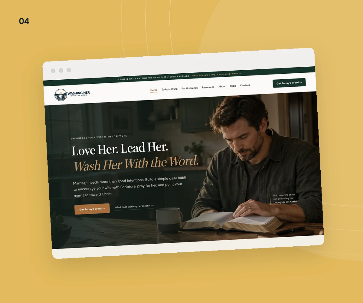 Washing Her With The Word website homepage